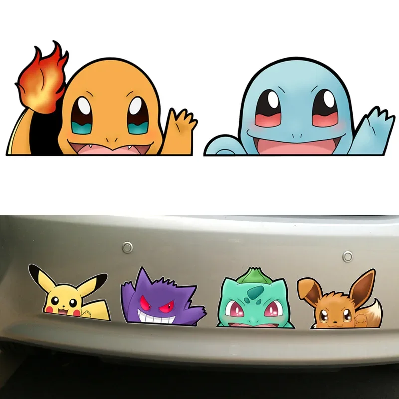 Pokemon Anime Pikachu Charmander Bulbasaur Squirtle Gengar Car Decoration Sticker Door Beautification Children\'s Toy Gift