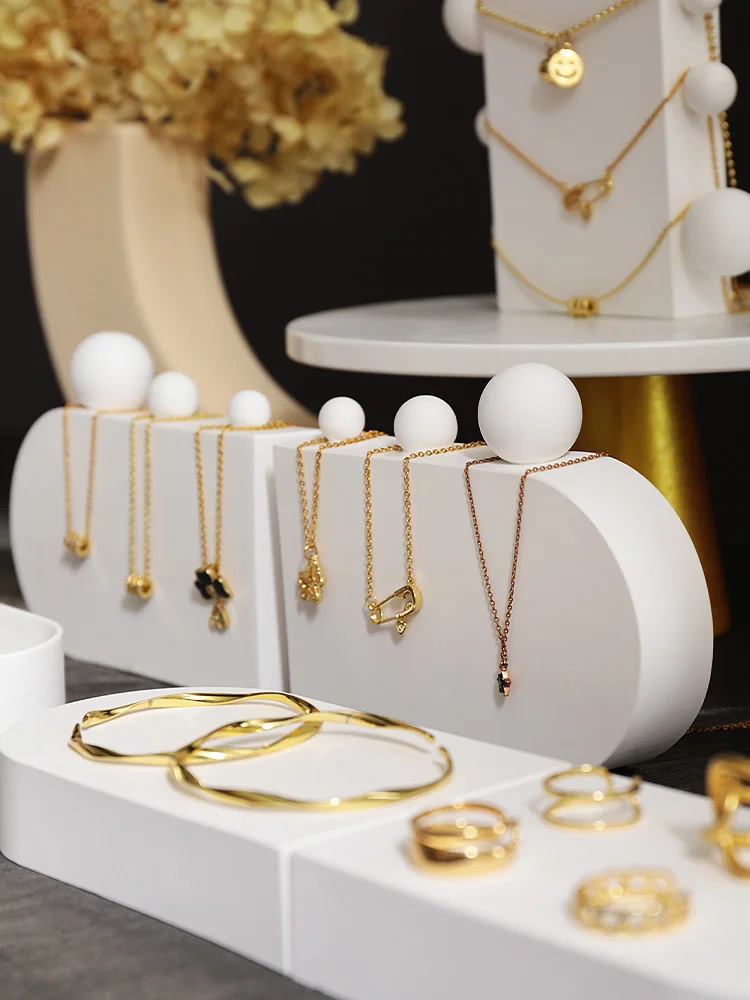 

Jewelry Display Tray Shop Desktop Gypsum Decoration Jewelry Ring Holder Necklace Shelf Jewelry Display Props