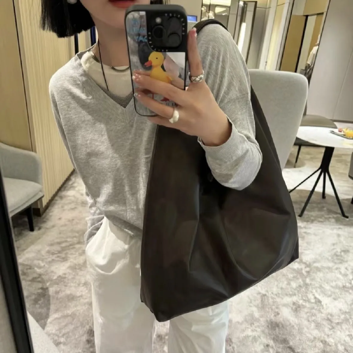 Leather Shoulder Bag Tote Bag Casual Large Capacity Commuter Bag Cowhide Leather Bag Soft Women's