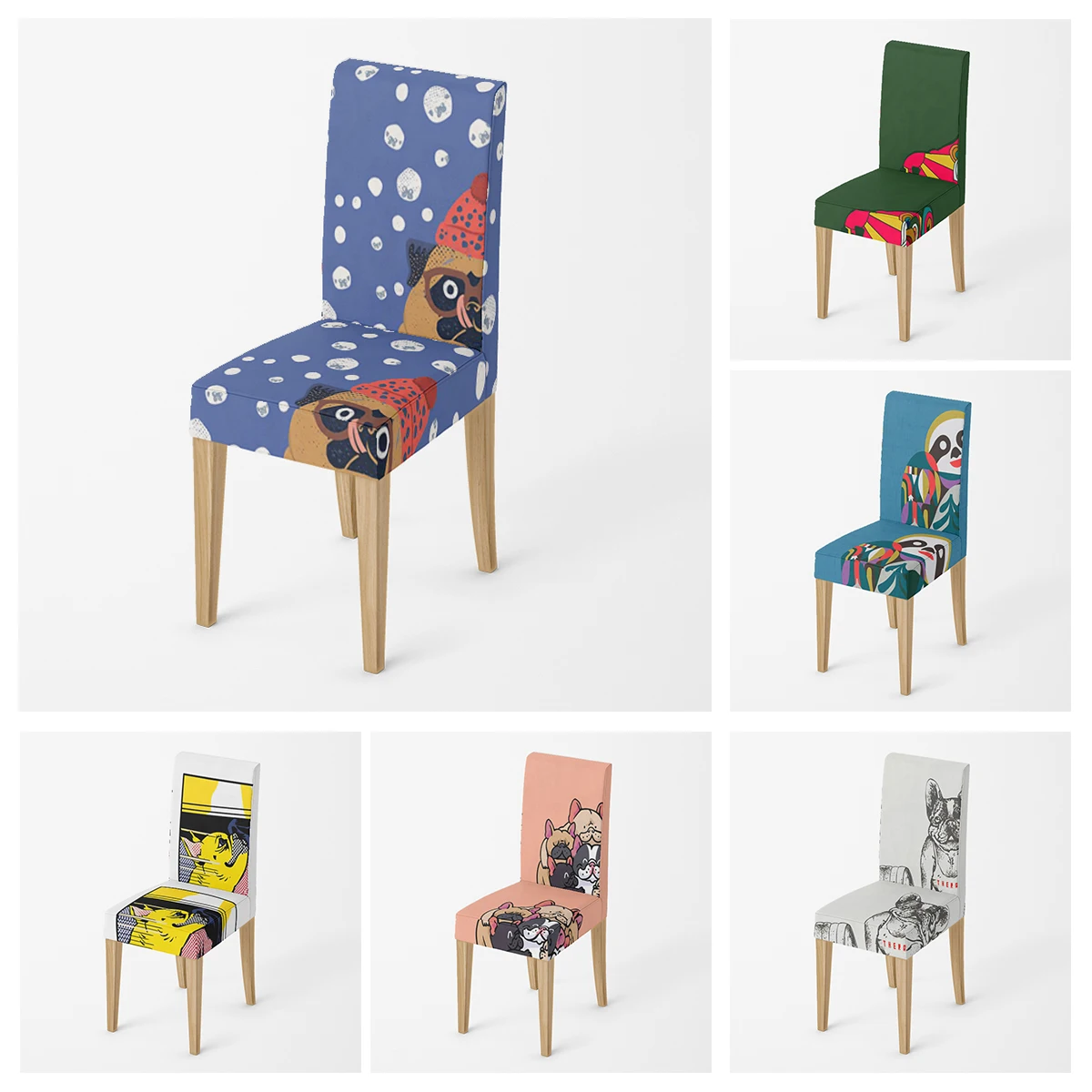 

Home chair Covers kitchen adjustable dining elastic fabric chairs cover wedding Desk stretch back restaurant decro animal dog
