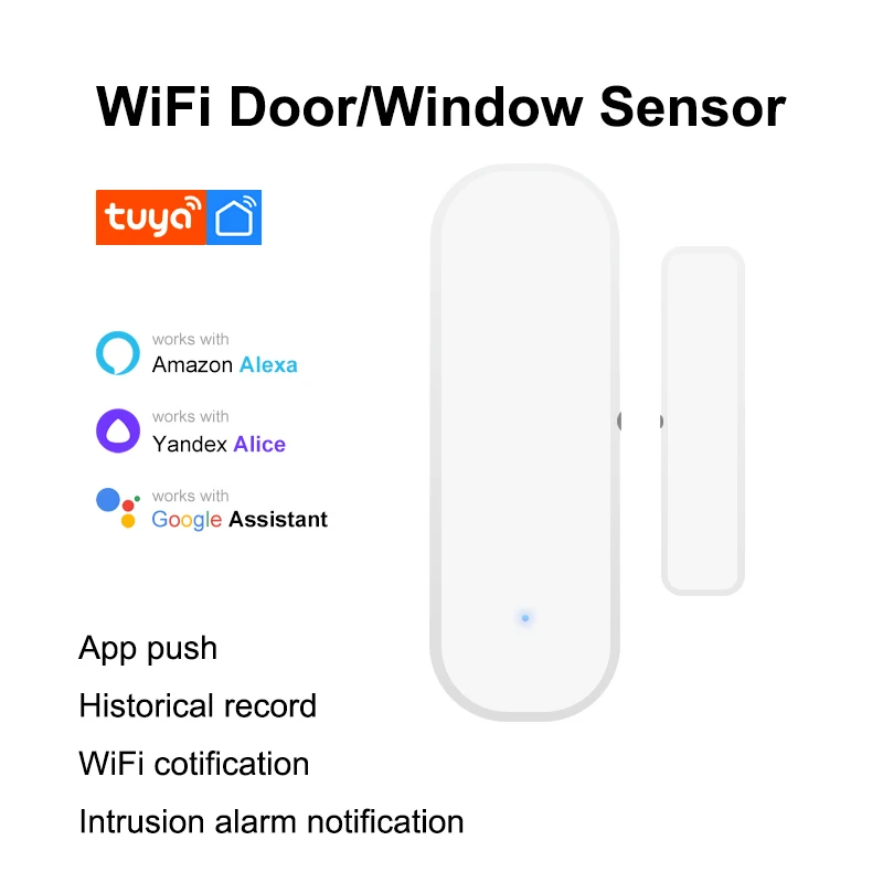 

Tuya WIFI Door Sensor Alarm Wireless Magnetic Contact Window Open Entry Alert Smart Life Home Security Detector Alexa Google
