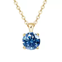 Classic Yellow Gold Cubic Zirconia Pendant 18K Silver Plated - Gold Royal Blue