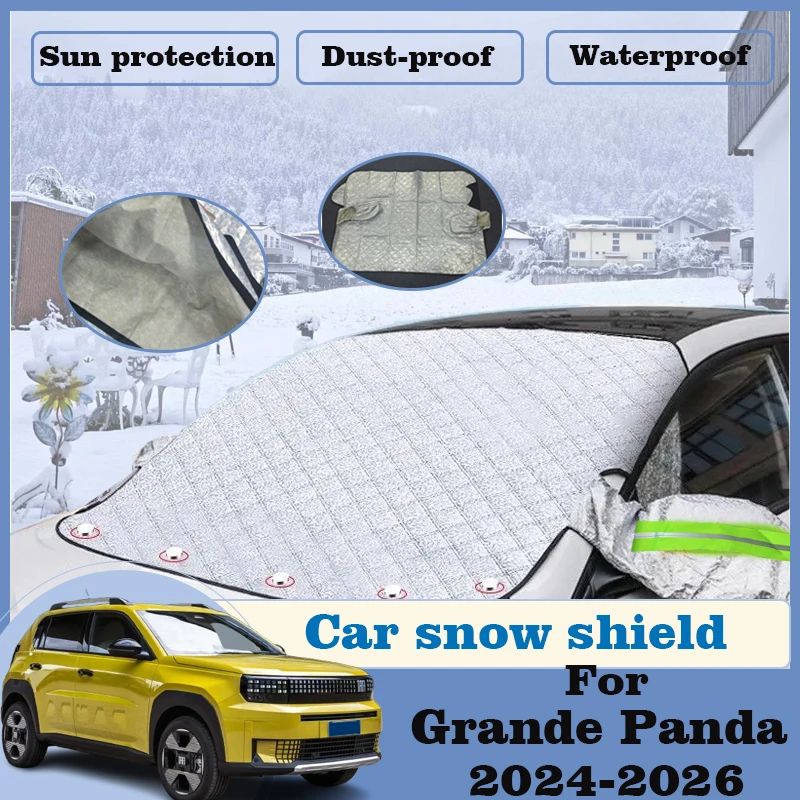 

Car Shield Cover For Fiat Grande Panda 2024-2026 Frost Window Snow Covers Windshield Sunshades Sun Shade Protector Accessories