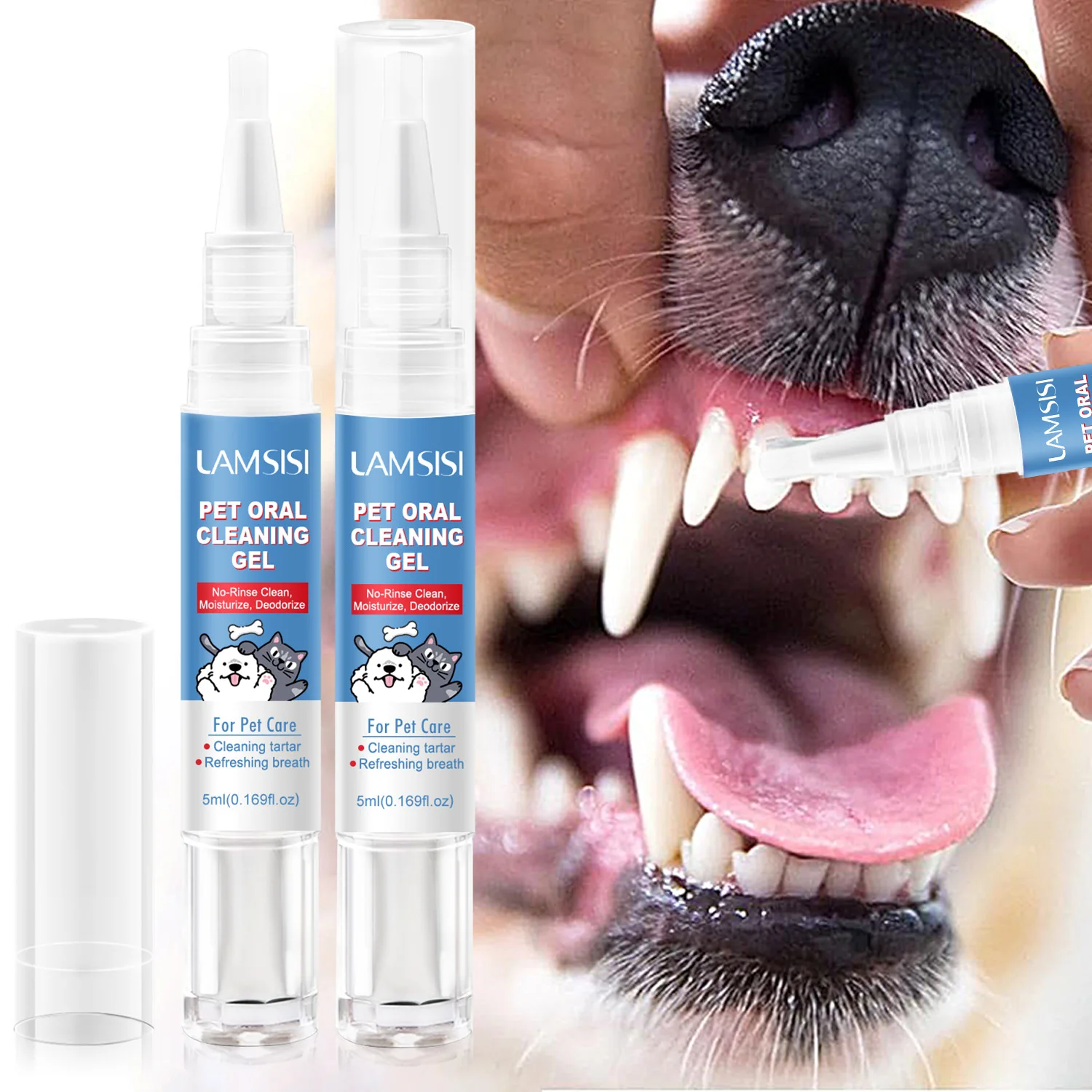 Portable 5ml rotating gel pet dental cleaner pen for removin
