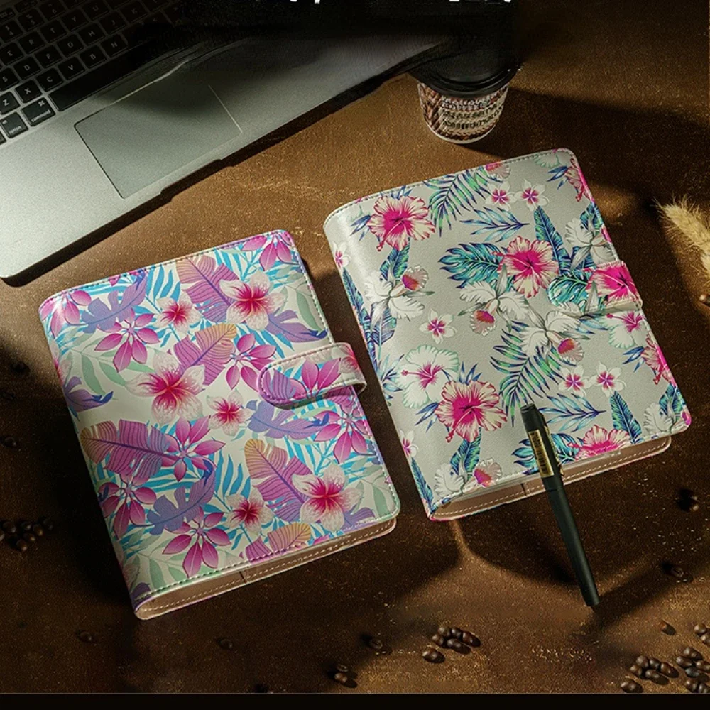 A5 Flowers PVC Loose Leaf Notebook Cover Planner Agenda Organizer Financial Management 6 Ring Binder 2023 New