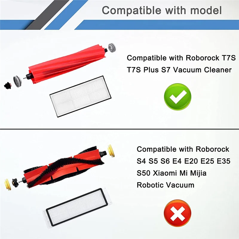 Promotion!For Roborock S7 S70 S7 Max T7S T7S Plus Robot Vacuum Cleaner Spare Parts Accessories Main Brush Side Brush Hepa Filter