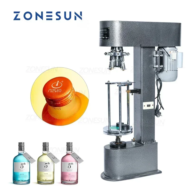 ZONESUN ZS-XG50D Desktop Semi-Automatic ROPP Capping Machine Pilfer Proof Aluminum Metal Cap Crimper Glass Wine Bottle Sealer