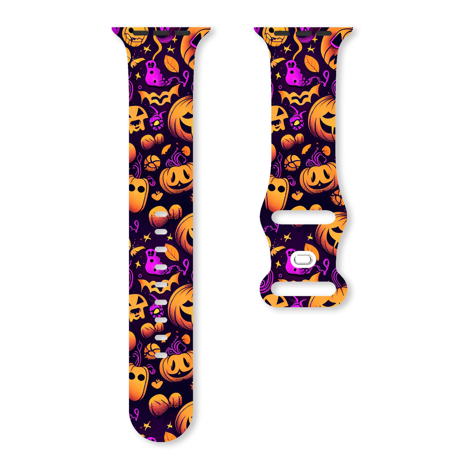 

Halloween Ghost Printed Strap for Apple Watch 10 9 8 Silicone Band Replaceable Bracelet for iWatch 46mm 44mm 42mm 41mm Watchband