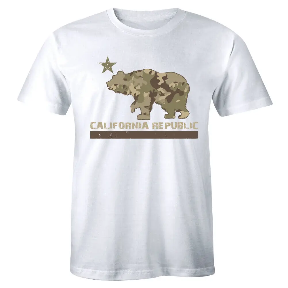 

California Republic Flag T-Shirt Cali CA Grizzly Distressed Bear Men's Tee Shirt