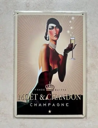 MOET & CHANDON-señal de METAL champán para hombre, cueva, BAR, PUB, cóctel, 1920, 20x30cm