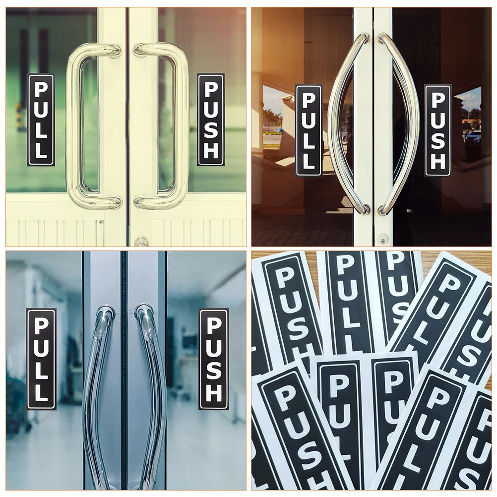 

1 set Sticker Pull Push Reusable Self Adhesive Home Office Store Decor Door Sign For Home Hollow Letter Sticker Door Decals