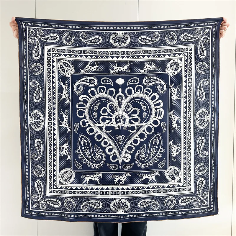 

Шелковый платок 12 мм, 110 см, люксовый дизайнерский квадратный платок с подвернутыми краями, бандана, фулярд, аксессуар для волос, подарок для любимого человека