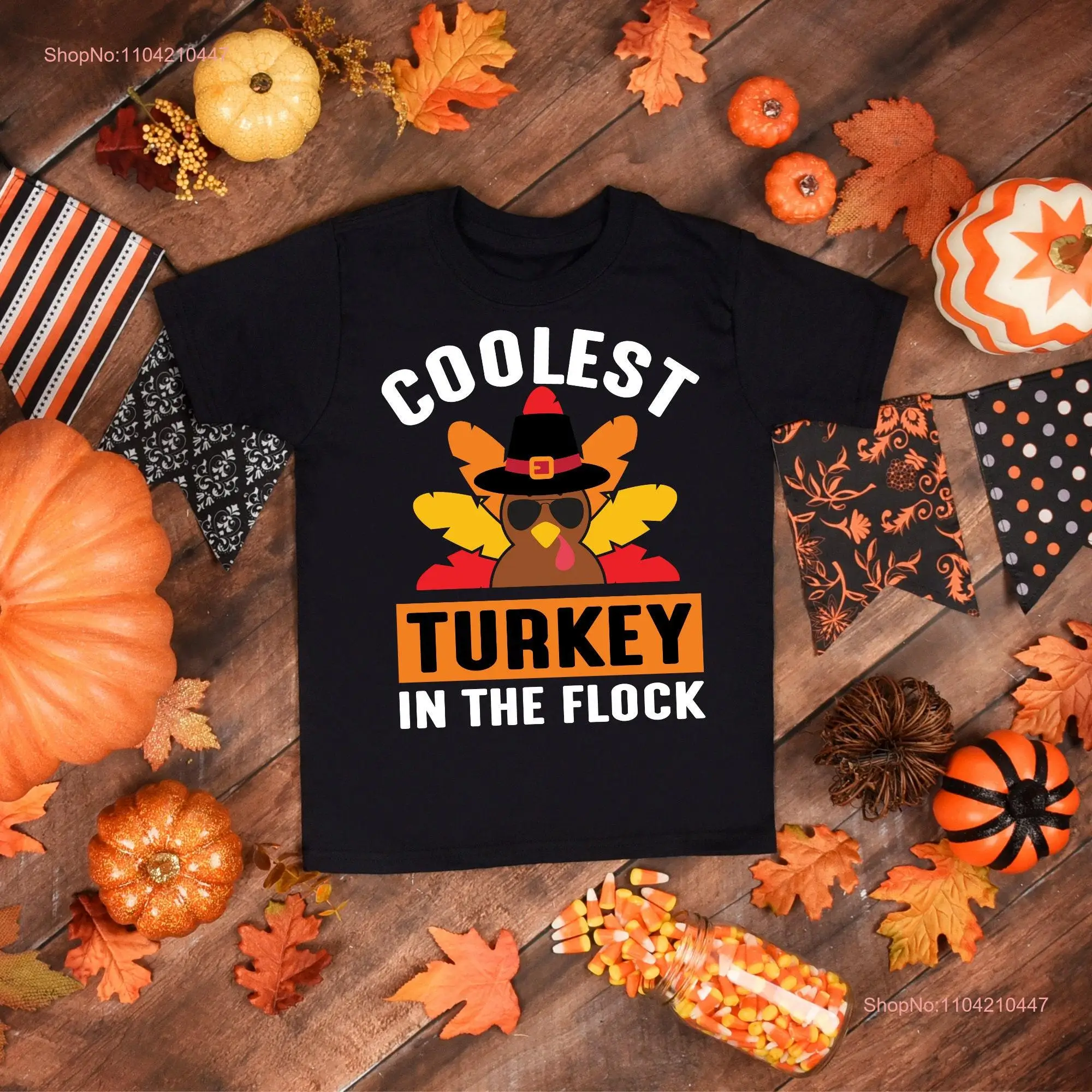 Coolest Turkey In The Flock Thanksgiving Day T shirt Fall Funny Dinner by Right Value Shop long or short sleeves