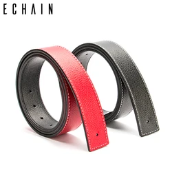 ECHAIN Vintage Luxury Designer Belts Men High Quality Male Women H Belt Genuine Real Leather without Buckle Strap for Jeans