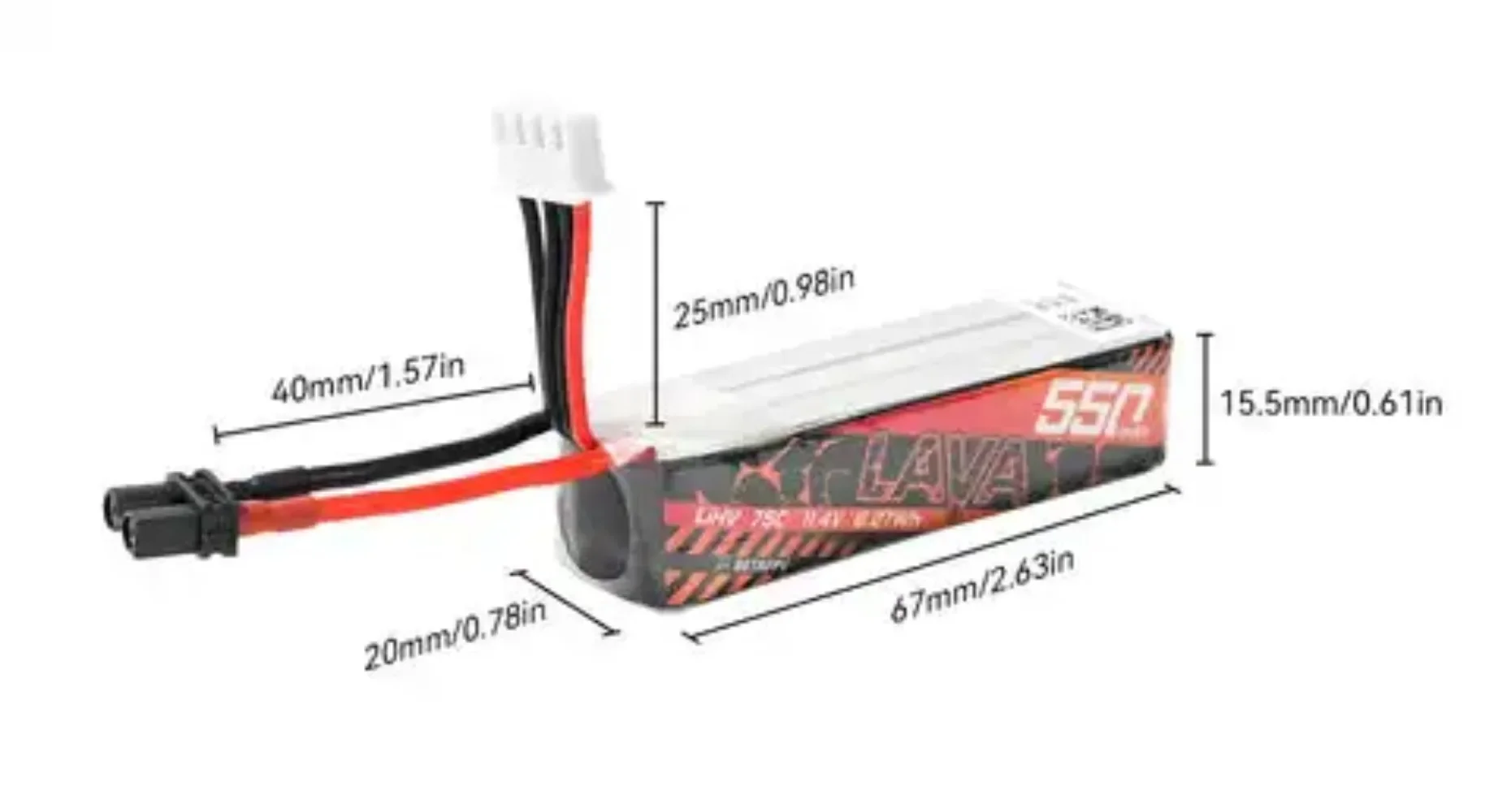 BETAFPV LAVA 3S 550mAh 75C Battery
