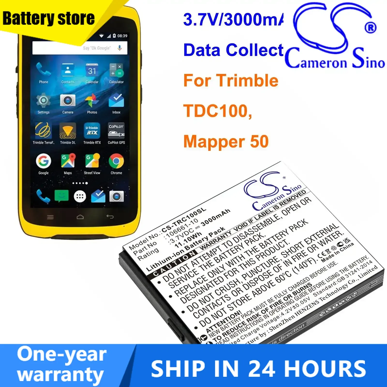 Cameron Sino 3000mAh Handheld Data Collector Battery 106661-10, 106661-20 for Trimble TDC100, Mapper 50