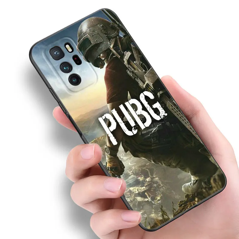 PUBG Game Black Silicone Phone Case For Xiaomi POCO X3 X4 NFC F5 M3 M4 M6 X5 X6 Pro F3 F4 GT 5G C55 C65 M5