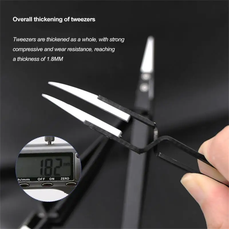 Pack Ceramic Tweezers Straight Tip Electronic Soldering Anti-Static Reverse Acid Resistant Precision Chuck Ceramic Tweezers