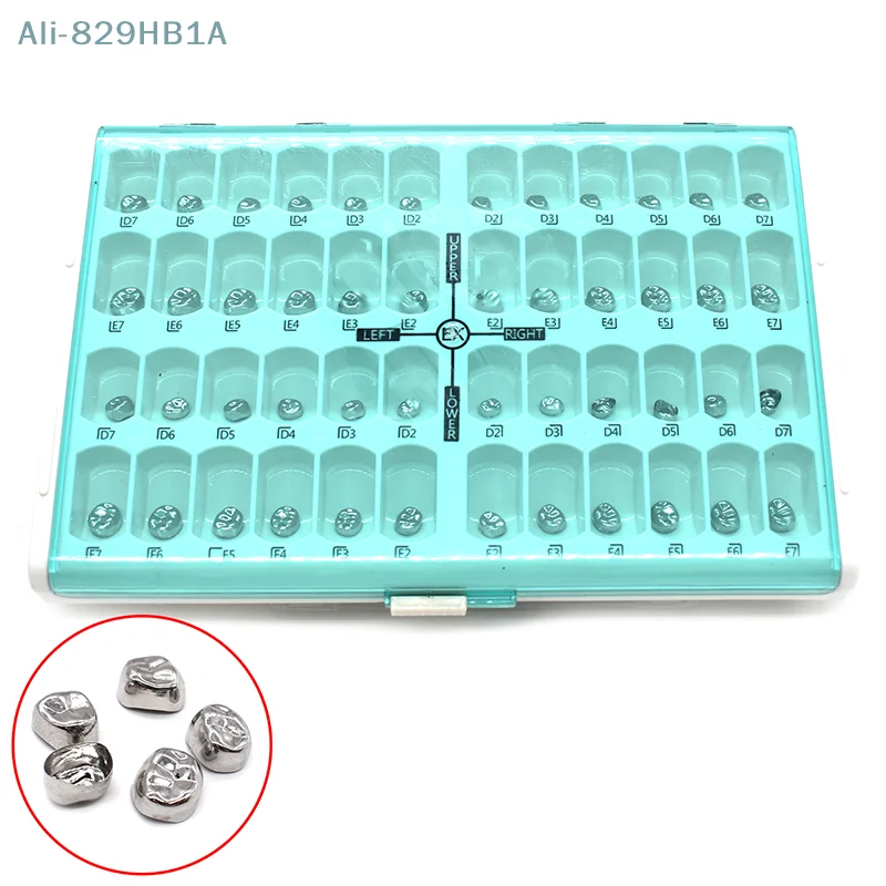 48Pcs/Box Dental Kid Crowns Preformed Metal Crown Stainless Steel Temporary Crowns Dentistry Orthodontic Material Therapy Tools