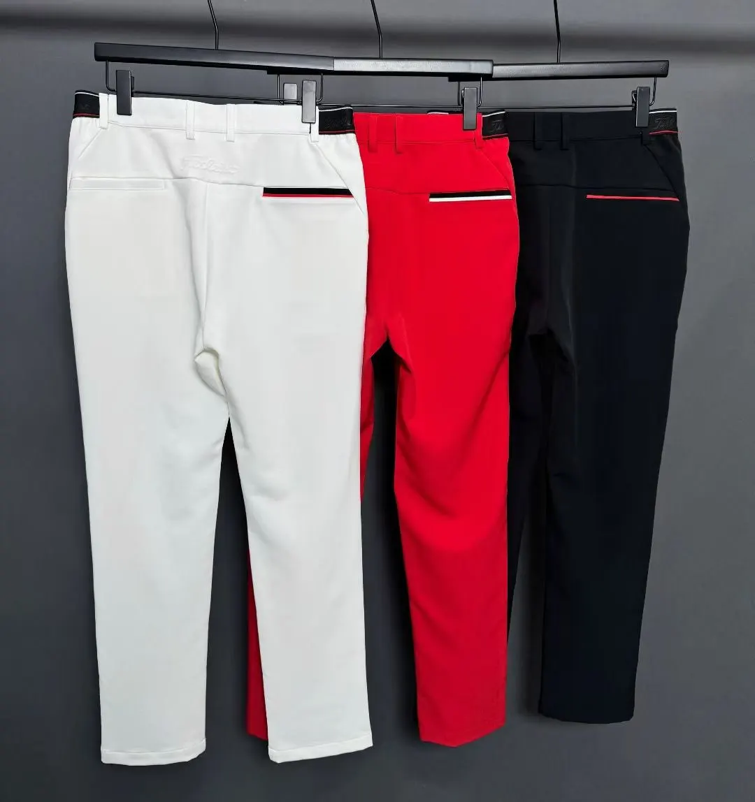 Men new style warm golf trousers autumn and winter, black, white, and red simple and casual outdoor sports golf pants