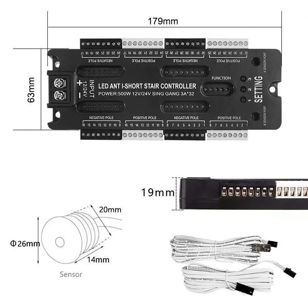 DC12V SMD Led Strip Lights 36 Channel Human Infrared Touch Multi-Function Induction Controller Door Step Staircase Lamp Running