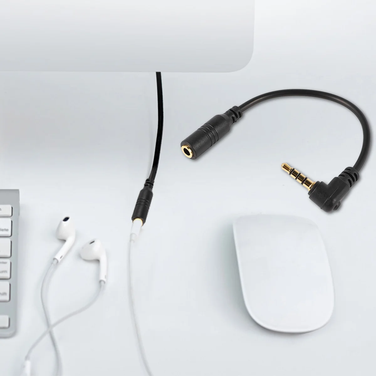 

2 PCS Adapter Microphone Cable for Video Recording Camera Tablet TRS to TRRS Stereo Black
