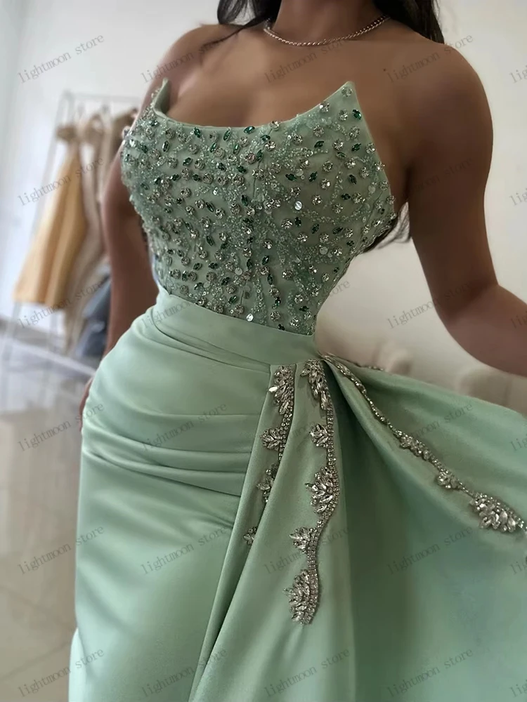 화려한 이브닝 드레스 새틴 프롬 드레스 비딩 아플리케 민소매 백리스 로브 우아한 베스티도스 데 갈라 맞춤 제작 2026