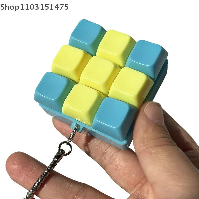 9 Keys Mechanical Keyboard Axis Tester DIY Fidget Button Keycap Fidget Keychain Keyboard Keychain Toys Finger Keyboard Caps Toy