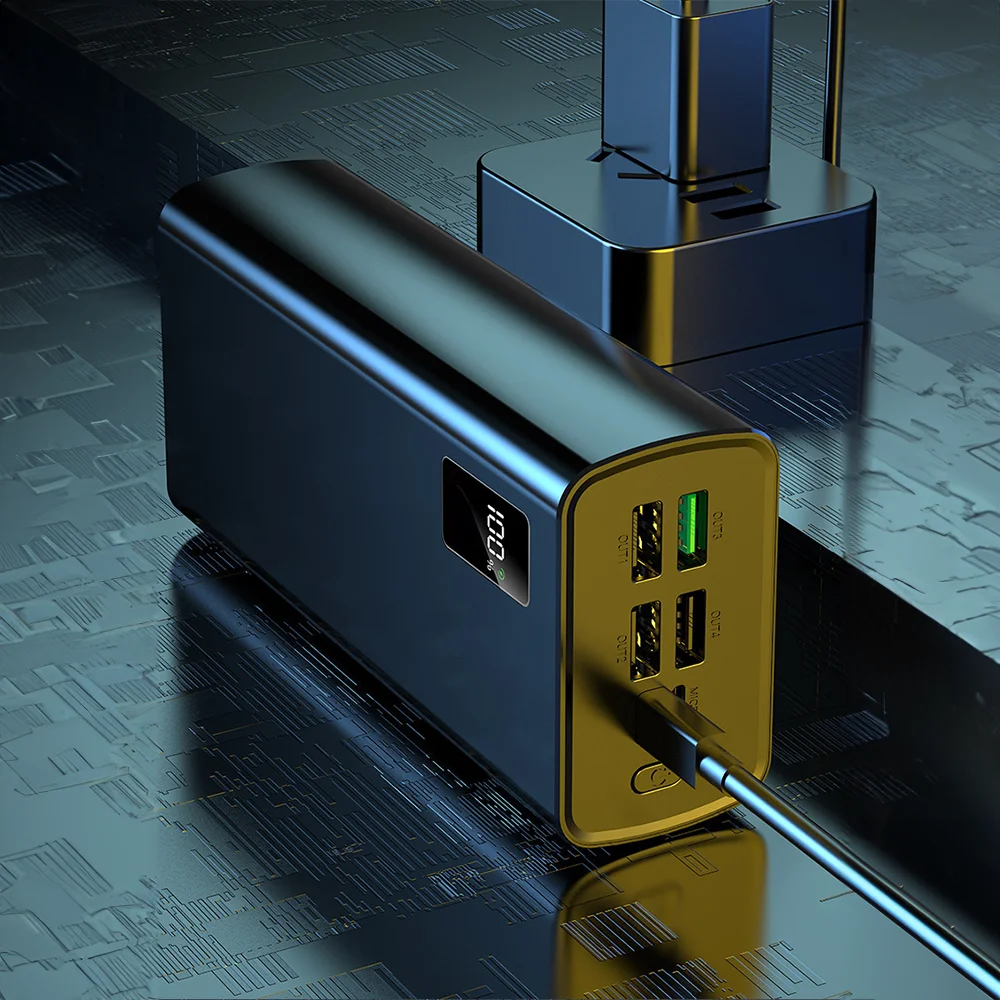 Banco de energía de 50000mAh, carga rápida con pantalla LED, 4 puertos de salida USB, cargador portátil para Huawei, iPhone, Xiaomi y portátil