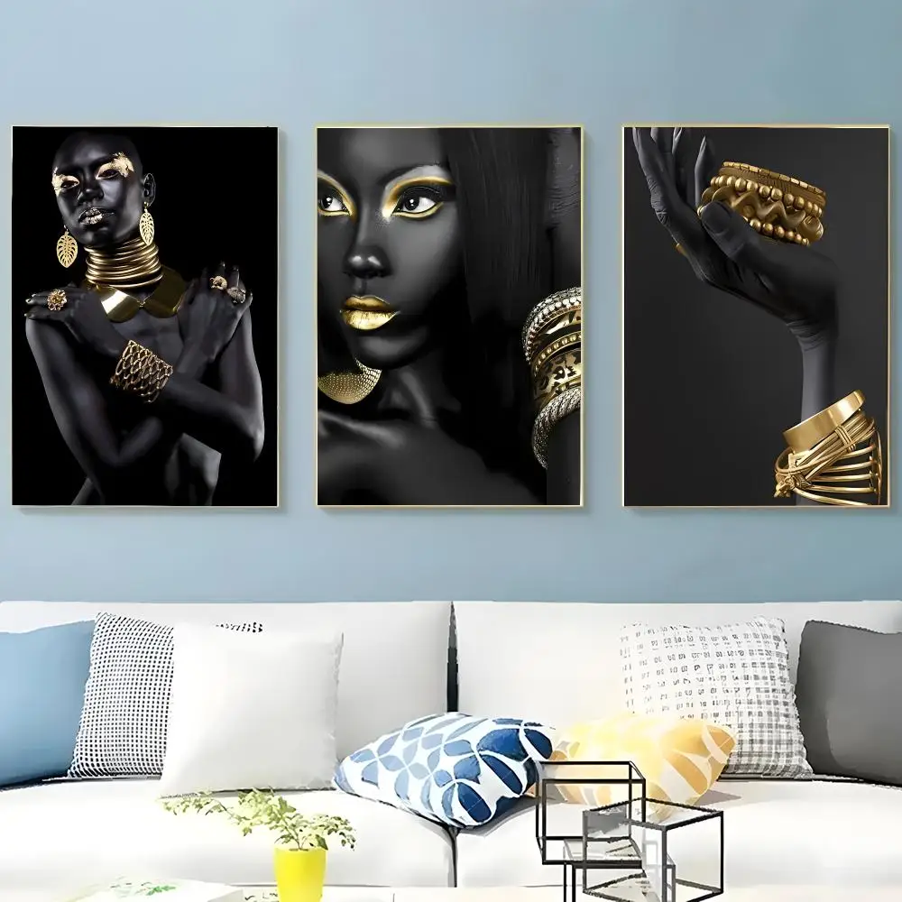 Glamorous Elegant Luxury Black And Gold Jewelry Aesthetic Poster Creative Indoor Decorative Artwork & Modern Home Decor