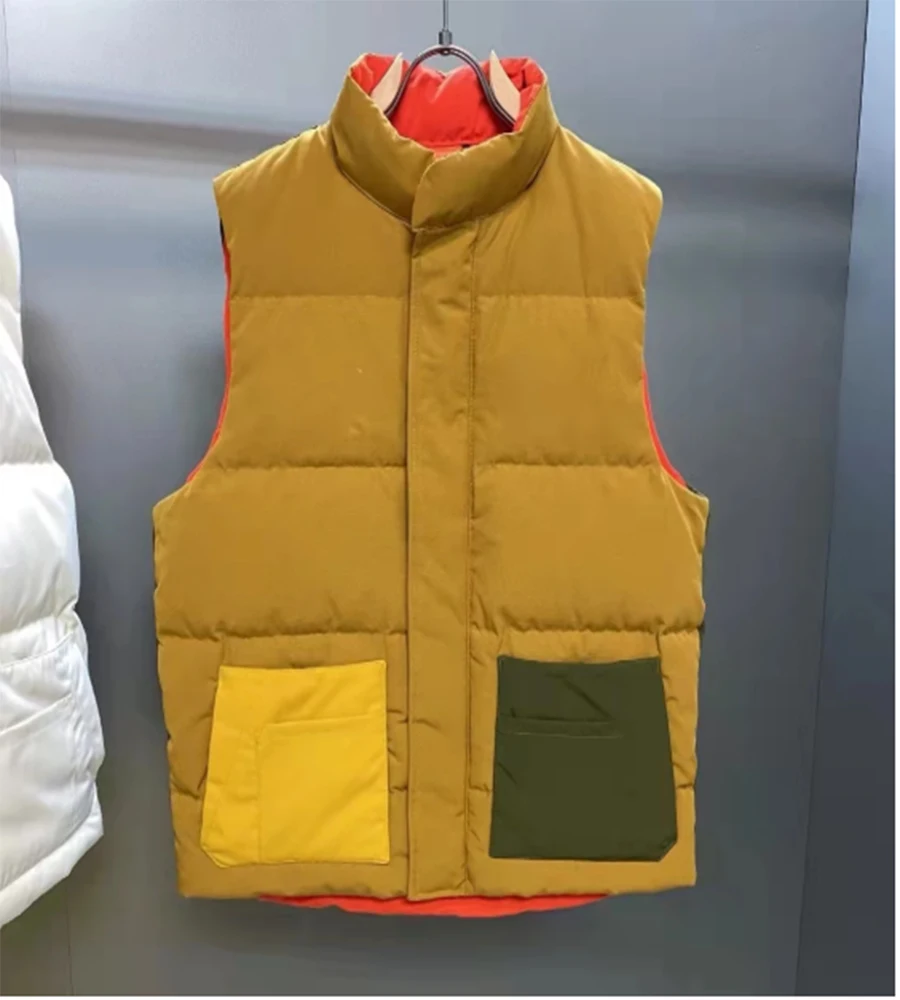 New Fashion Tripartite Joint Name Down Vest Warmth Thickened Anti-Scratch Wear-Resistant Couple Short Coat Waistcoat Vest