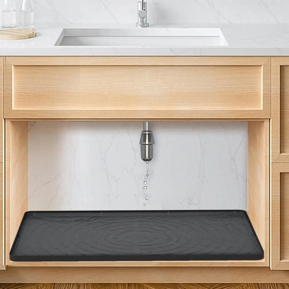 Kitchen Cabinet Tray Waterproof Under-sink Mat Anti-slip Silicone Drip Tray for Kitchen Bathroom Cabinets Shelf Liner Protector