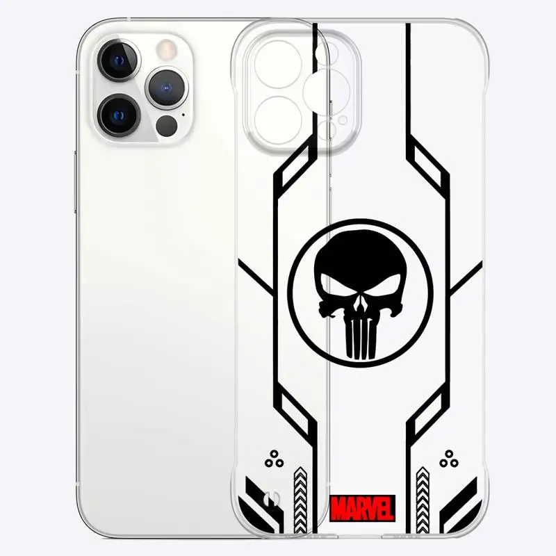 Marvel Badge Logo Punisher phone case for Apple iphone 16 15 pro max cases 11 16plus 12 14 13 borderless cooling clear fundas