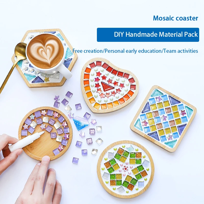 Material Kit: Kindergarten Collage Hexagonal Mosaic DIY Coaster Children's Creative Handicraft Material Kit