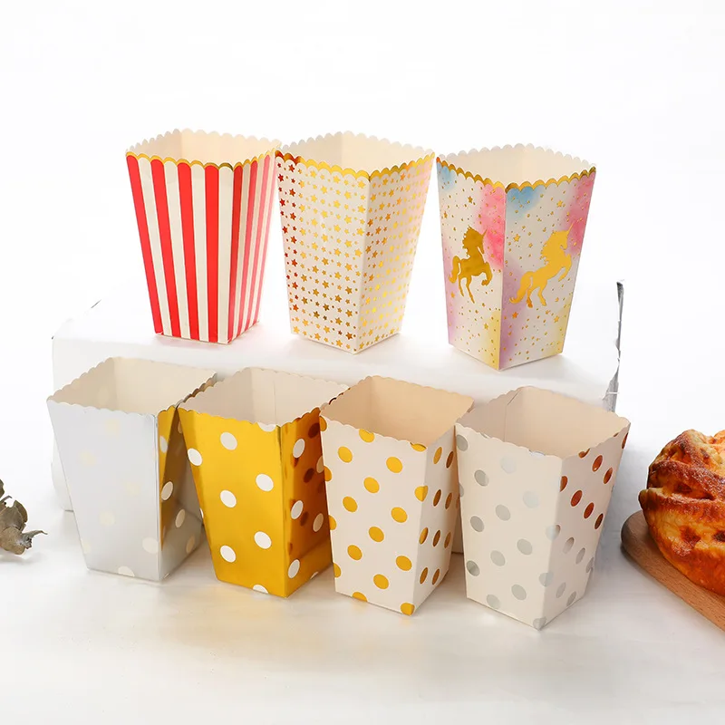 Party Paper Popcorn Boxes Rose gold Pop Corn Candy Sanck Favor Bag Xmas Wedding Kid Birthday Party Decoration