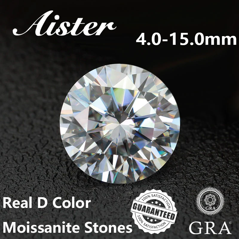 Real Round 4.0-15.0mm VVS1 D Moissanite Loose Gemstones 100% Passed Diamond Test GRA Certificate Fine Jewelry Drop Shipping