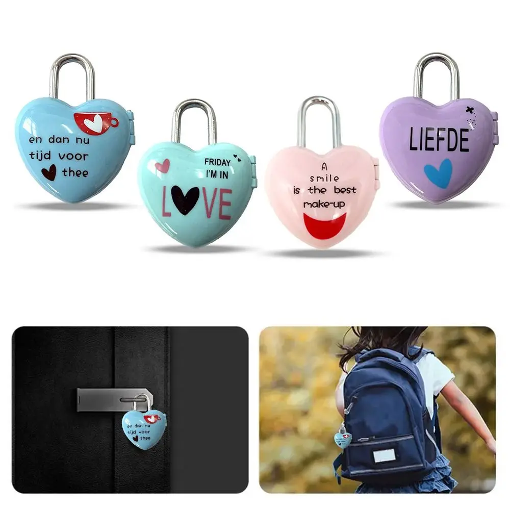 Mini Dial Digits Code Number Password Combination Padlock Love Heart Shape Luggage Suitcase Metal Lock Safety Travel Durable