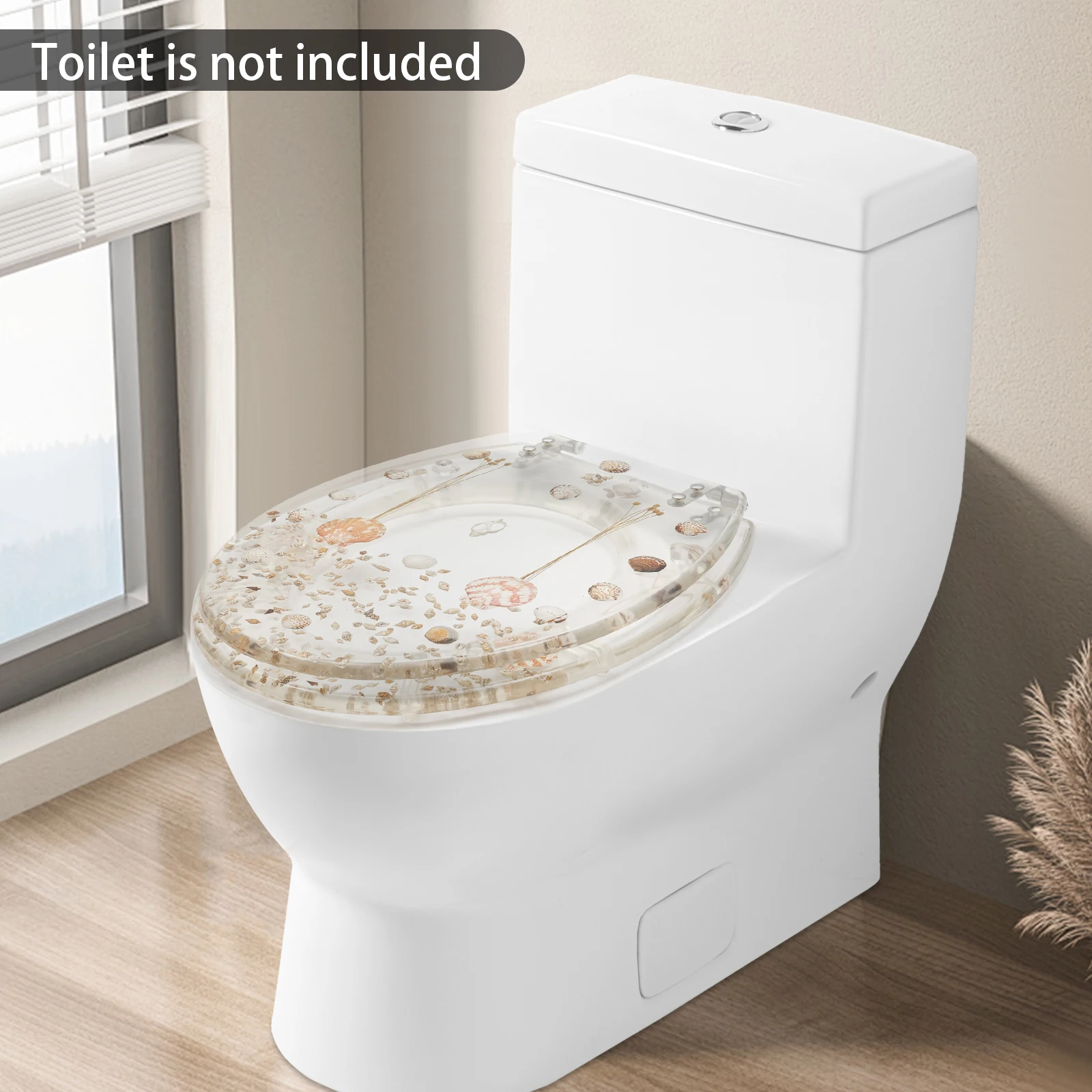 

Clear Resin Toilet Seat Resin Toilet Cover Stainless Steel Toilet Cover U/V/O Universal for Most Lower-locked Toilets