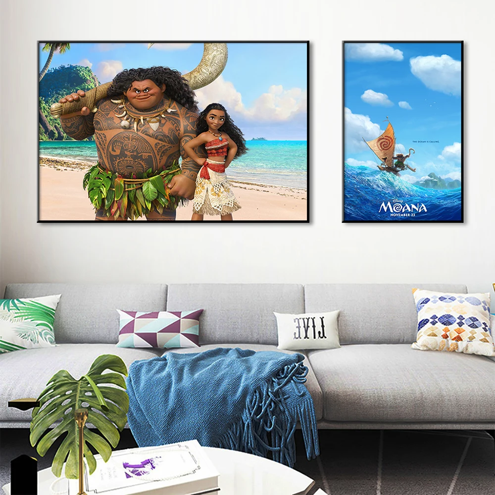 Disney Fantasy Movie Moana Poster Modern Wall Art Canvas Painting Prints Cartoon Picture for Kids Living Room Home Decor Cuadros