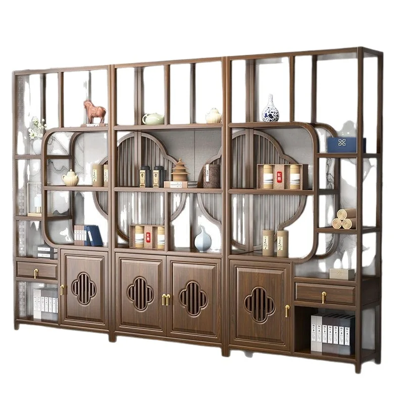 Elm partition ornament office tea room storage display cabinet bogu rack