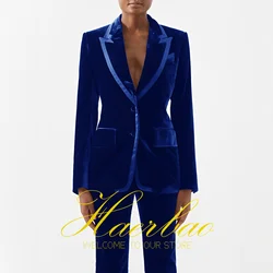 Abito da donna in velluto blu Royal, abito da sposa per mamma, giacca e pantaloni formali, Set da 2 pezzi, completo da festa