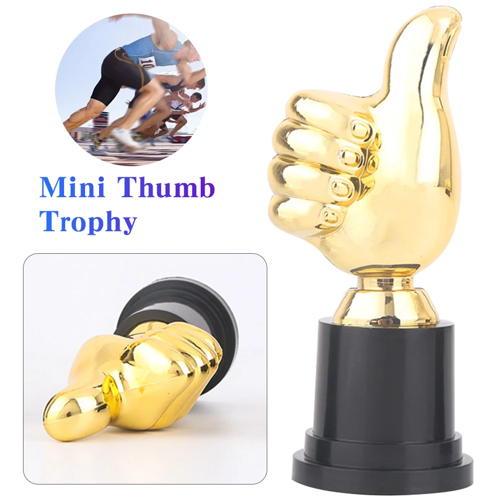 Thumbs Up Trophy Plastic Gold Trophies Encouragement Mini Victory Trophies Award Prizes for Home Desktop Decor