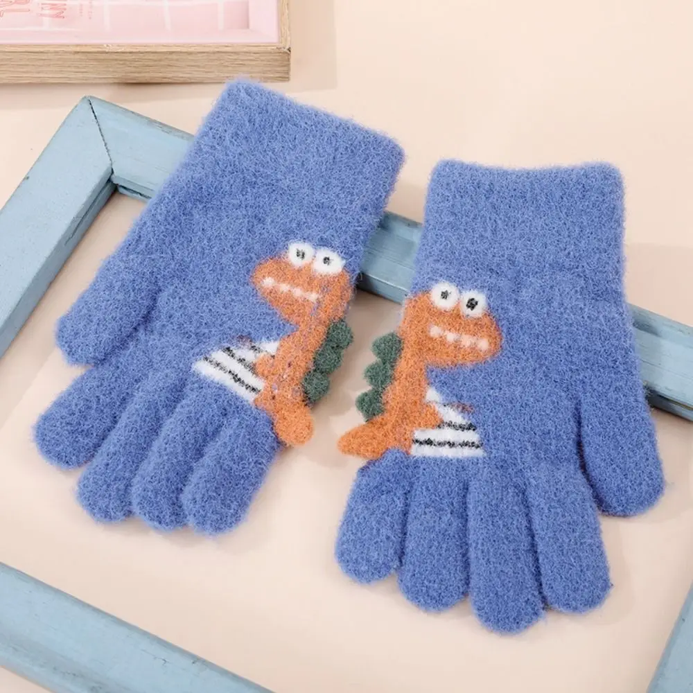 

Cartoon Dinosaur Children Gloves Knitted Warm Kids Full Fingers Gloves Winter Gloves Boy Girl Kids