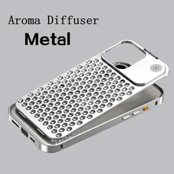 Aluminum metal Aroma Phone Case for iPhone 16 15 Plus 14 Pro Max 13 12 Perfume Heat Dissipation Shockproof Cases Shell Bumper