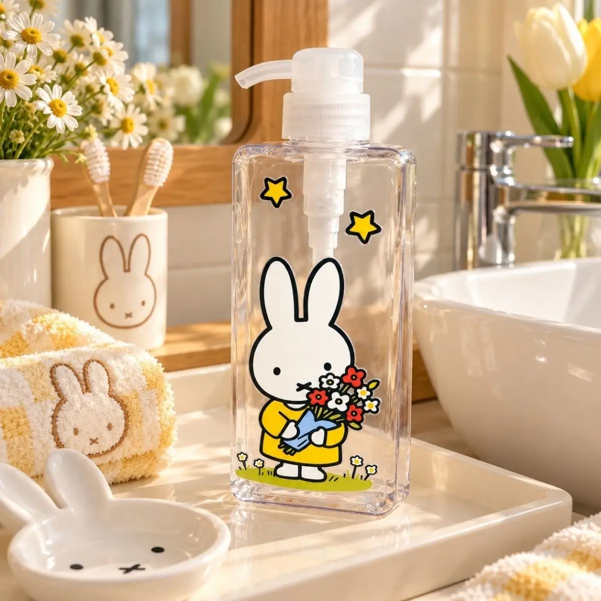 Kawaii Miffy Divided Bottle Cute Cartoon Miffy Pressed Shower Gel Laundry Detergent Makeup Remover Oil Portable Empty Bottle