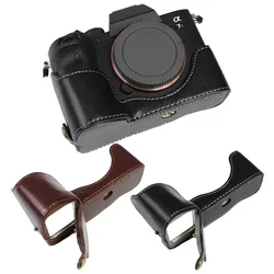 Genuine Leather Half Body Camera Case For Sony A7R Mark IV A7RIV A7R4 A7Rm4 A7R IV PU Leather Portable Skin Cover