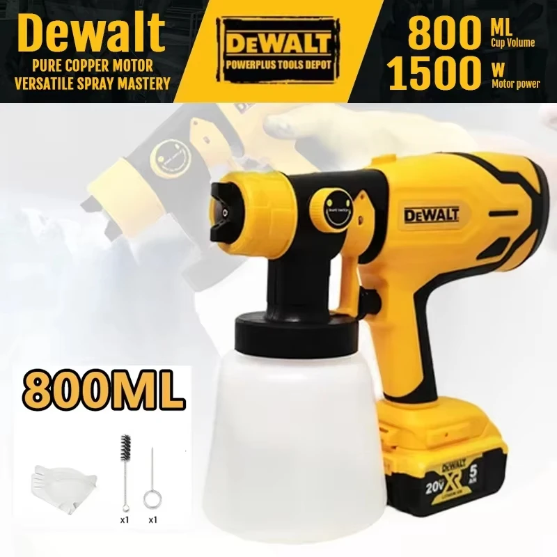 Dewalt 1500W Cordless Electric Spray Gun Portable Paint Sprayer High Power Auto Furniture Coating Airbrush For Dewalt Battery