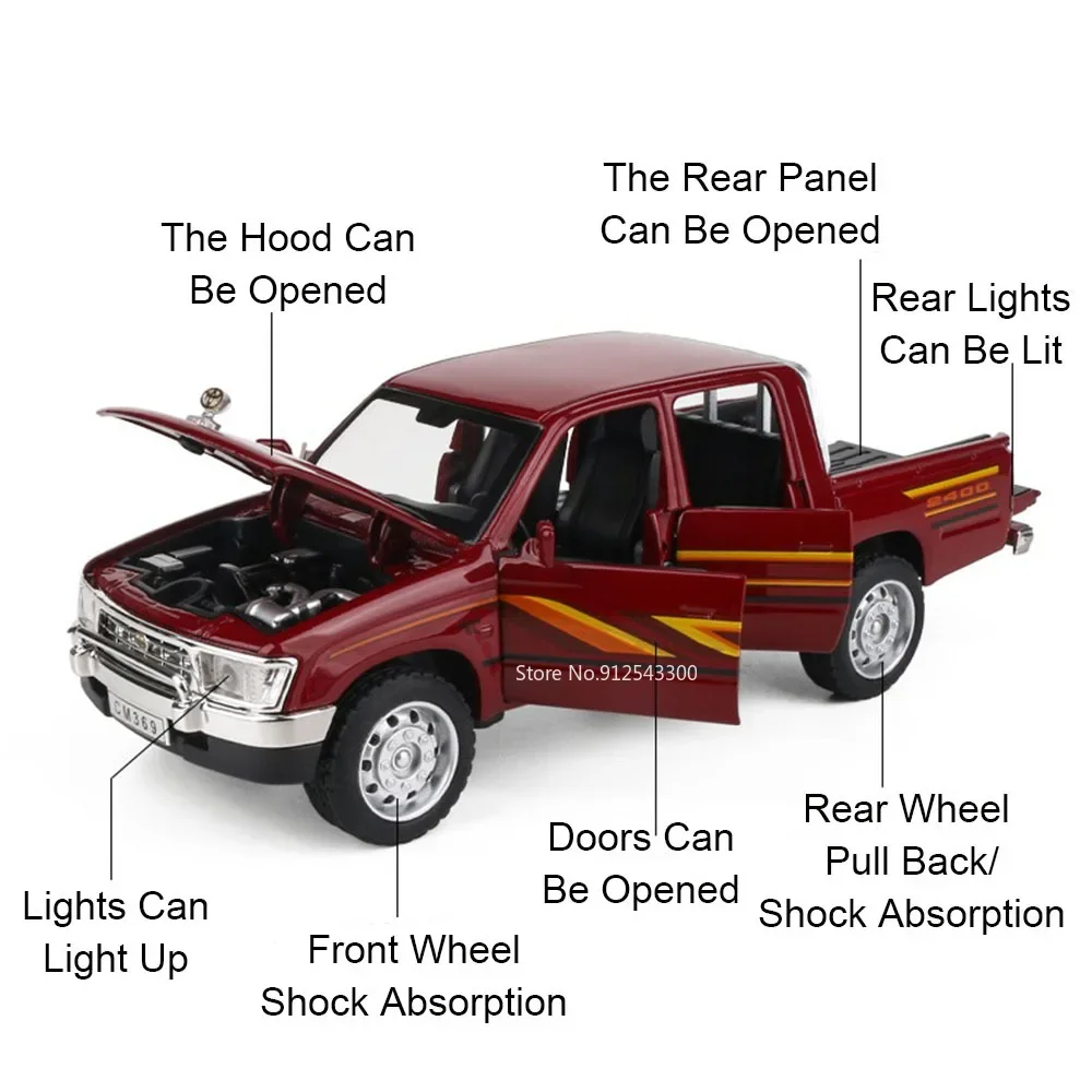 รถของเล่นโมเดล HILUX RAM MAMMOTH รุ่น 1:32 ผลิตจากโลหะผสม พร้อมเสียงและไฟ มีระบบดึงหลัง ระบบกันสะเทือน รถกระบะออฟโรด ของขวัญสำหรับเด็กผู้ชาย