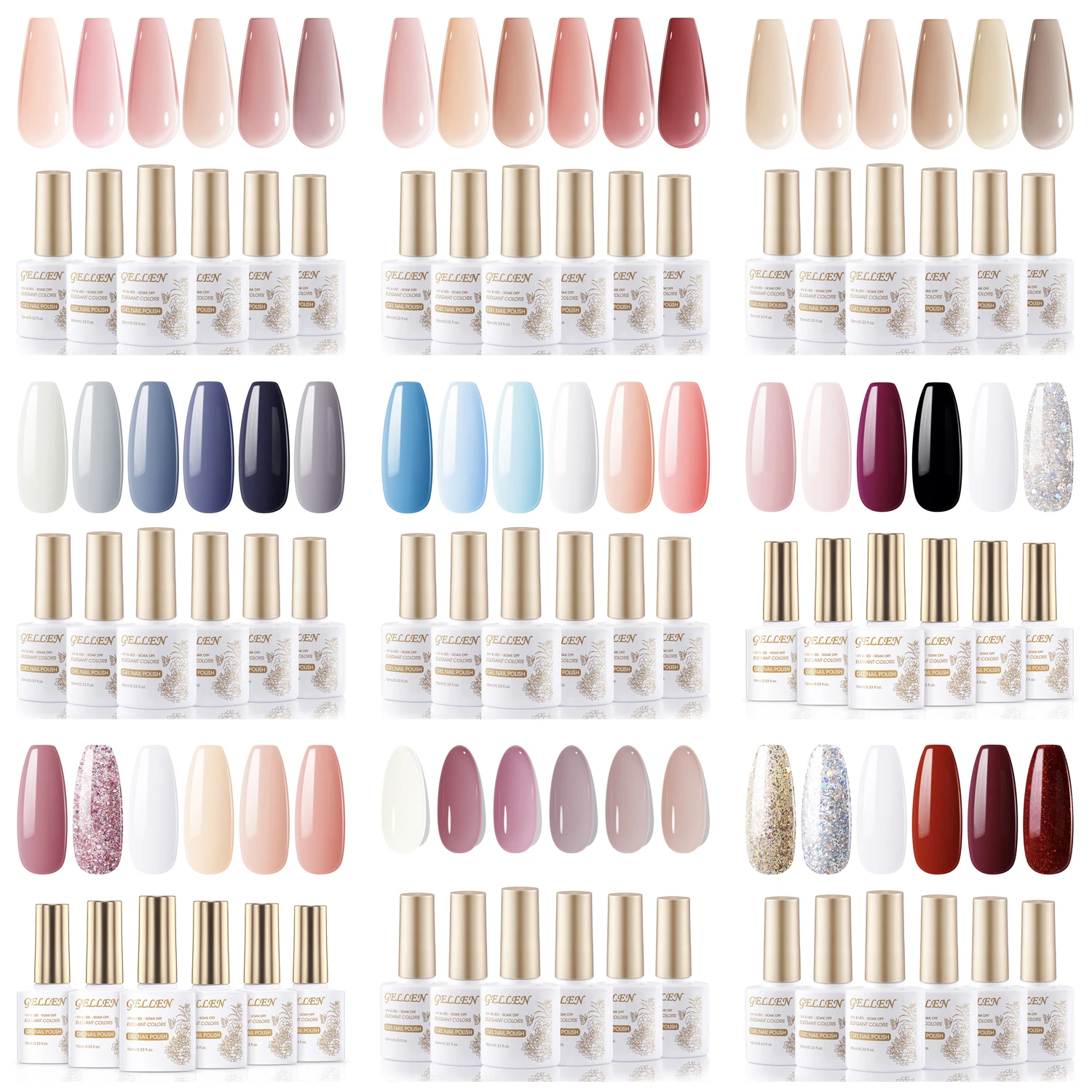 

GELLEN Top Sale Gel Nail Polish Set 10ml 6pcs Gel Polish Soak Off UV Light Cured All Seasons Trends Color DIY Nails Art Gift Kit