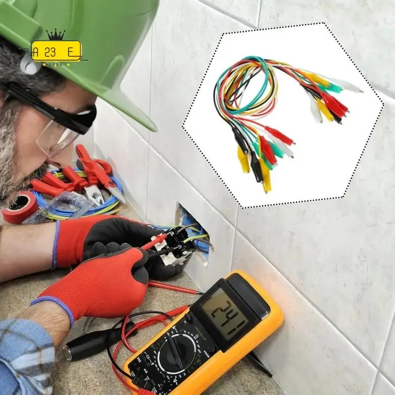 A23E-Test Leads With Alligator Clips - 10 Pack, PVC Insulated, High Conductivity For Electrical Testing And Lab Work